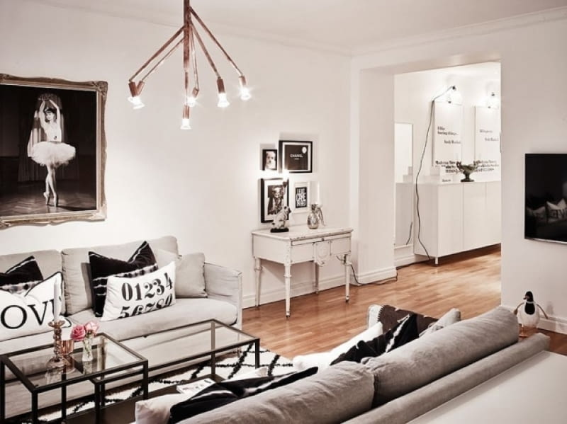 Jasne mieszkanie - 85 m kw. Salon z kuchnią i jadalnią. mieszkanie w skandynawskim stylu, jak urządzić eleganckie mieszkanie, mieszkanie, pomysły na urządzanie wnętrz