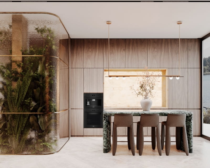 Dom nad jeziorem wpisany w pejzaż