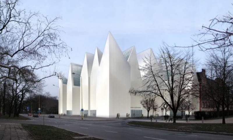 Budynek zaprojektowała pracownia Estudio Barozzi Veiga z Barcelony. Projekt został wyłoniony w międzynarodowym konkursie SARP z roku 2007 Estudio Barozzi Veiga, Projekt Flharmonii w Szczecinie
