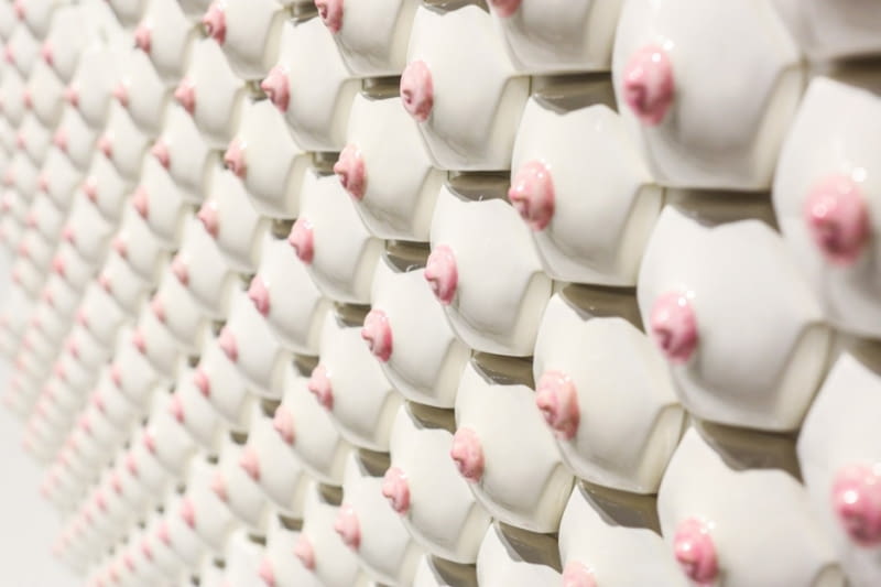 Ceramiczne płytki w kształcie piersi. Projekt Nicole Nadeau płytki, ceramiczne płytki, piersi, kobiece piersi, nicole nadeau
