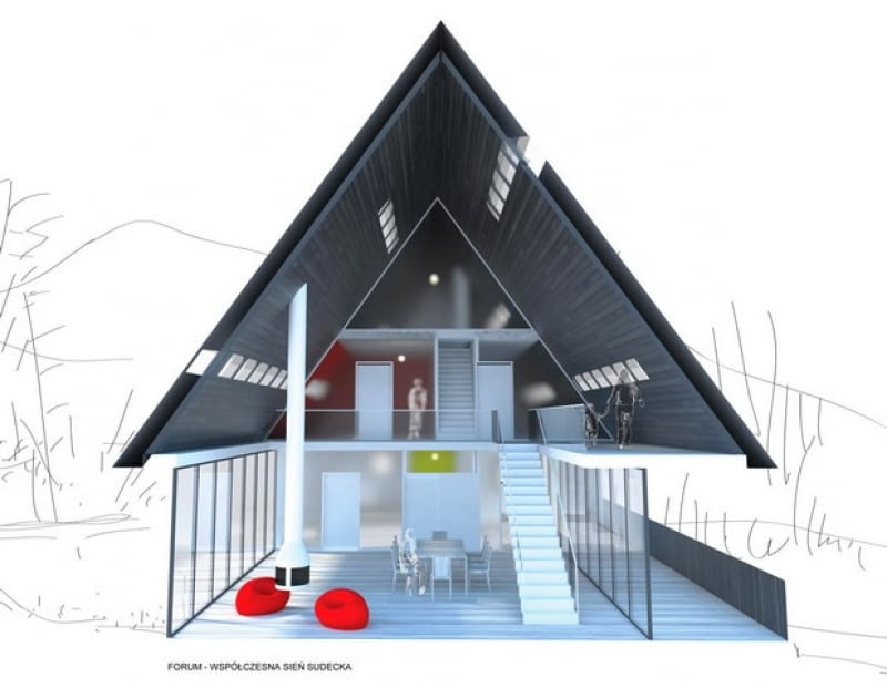 I nagroda w konkursie 'Domu sudeckiego o cechach architektury regionalnej ziemi kłodzkiej'. Autorzy: Adrian Wyparło, Marta Wierzbicka konkurs, polska architektura, architektura drewniana, dom jednorodzinny
