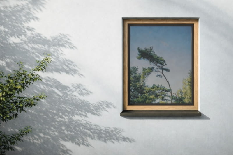 W połączeniu z ościeżnicą o naturalnym, drewnianym wyglądzie, czarne skrzydło Schüco LivIng Panorama staje się tylko smukłym konturem. W połączeniu z ościeżnicą o naturalnym, drewnianym wyglądzie, czarne skrzydło Schüco LivIng Panorama staje się tylko smukłym konturem.