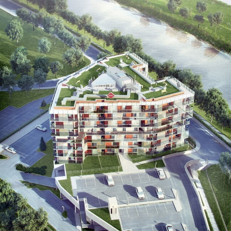 W siedmiopiętrowym budynku Stara Odra Residence powstanie 89 mieszkań o powierzchni od 28 do 120 m kw. Budynek Stara Odra Residence firmy Atal