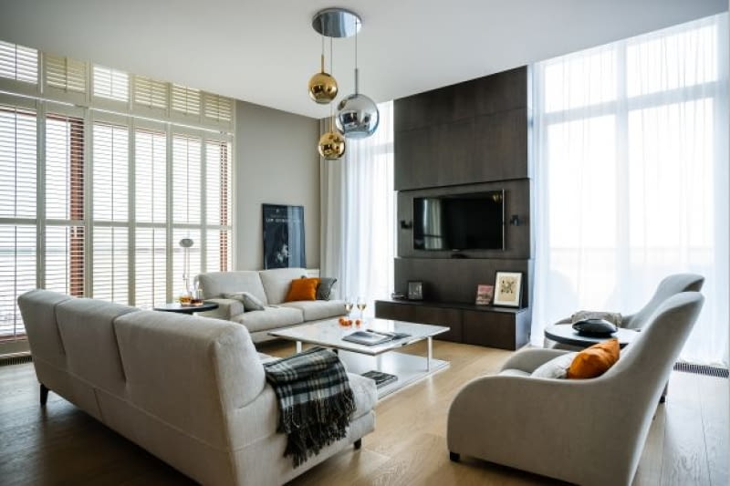 Apartament na Powiślu, proj. Republika Architektury/Małgorzata Leszkiewicz i Sebastian Jabłoński nowoczesne wnętrze, eleganckie mieszkanie, nowoczesny apartament