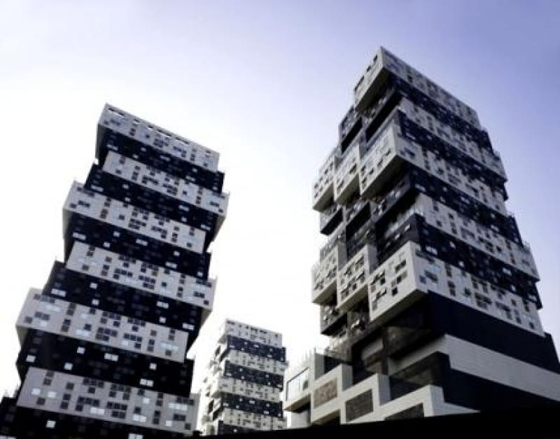 Kompleks mieszkalno-usługowy Bumps w Pekinie projektu Sako Architects. Chiny, Pekin, Sako, wieżowce