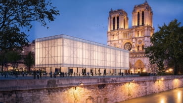 Pawilon przed Notre-Dame. Proj. Gensler. Pawilon przed Notre-Dame. Proj. Gensler.