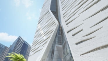 World Trade Centre w dzielnicy finansowej King Abdullah Financial District - KAFD w Rijadzie, Arabia Saudyjska. Projekt: londyński oddział pracowni Gensler. arabia saudyjska, world trade centre, world trade center, rijad, gensler, wieżowce, biurowiec