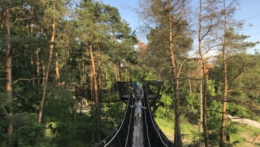 Park Dolina Wkry - space między koronami drzew, czyli ścieżka linowa. Park Dolina Wkry. Spacer w drzewach