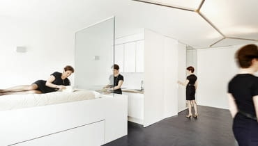 Minimalistyczne mieszkanie w Genewie - 35 m kw. Proj. Freaks freearchitects minimalistyczne mieszkanie, minimalizm, mieszkanie w bieli