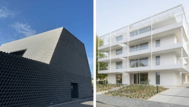 Fot. z lewej: Gambit Office w Gliwicach. Proj. KWK Promes; Fot. z prawej: Promenada we Władysławowie. Proj. ARCHMONDO