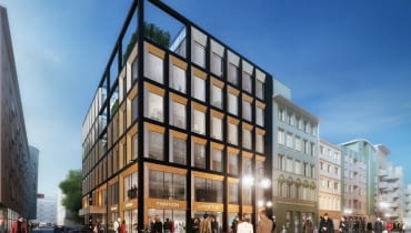 Wizualizacja nowego biurowca przy ul. Oławskiej 12 we Wrocławiu