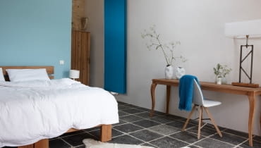 wystrój sypialni, grzejnik, kolory, kolorystyka