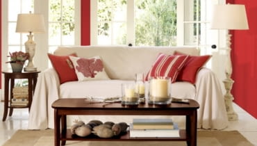 Kolory ścian. Wybierając kolory, warto jedną ścianę lub jej część zaakcentować wyrazistym kolorem. Czerwień dodaje energii