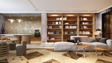 Salon z biblioteką - inspirujące aranżacje