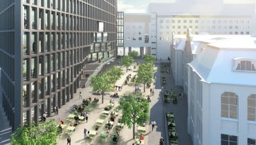 Plac Bałtyk Tower przy budynku starej drukarni Concordia