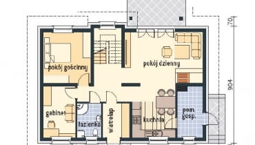Rzut parteru. Projekt domu "Aston" parterowego z poddaszem, z katalogu projektów Lipińscy Domy plany domu,rzuty domu