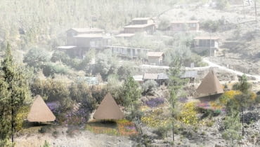 Komorebi - kabina do medytacji w ośrodku jogi Vale De Moses w Portugalii.  Proj. Piotr Pasierbiński i Duc Ngo