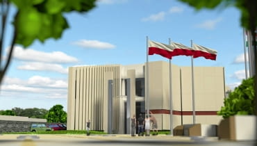 Wizualizacja południowej elewacji muzeum Wizualizacja południowej elewacji muzeum
