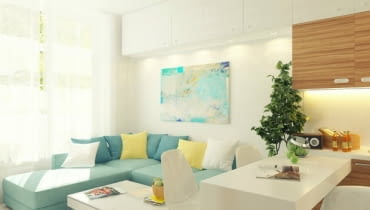 małe mieszkanie, kawalerka, mieszkanie w jasnych kolorach, jak urządzić małe mieszkanie, jak powiększyć małe mieszkanie