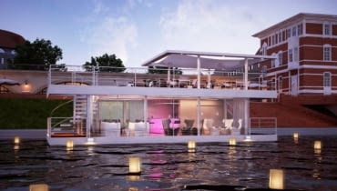 Wizualizacja pływającej restauracji w Gorzowie Wielkopolskim. Wizualizacja pływającej restauracji w Gorzowie Wielkopolskim.