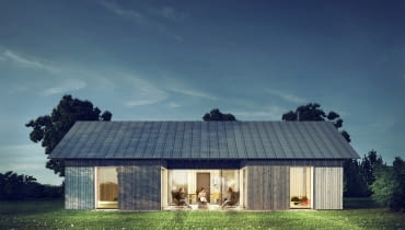Wizualizacja domu o powierzchni 85 mkw Mikrodomy we wsi Całowanie