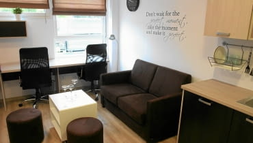 Mikroapartamenty przy Pasteura. Strefa dzienna 27-metrowego mieszkania 23.09.2013 Wroclaw , ul. Pasteura . Mikroapartamenty Starter . Fot. Maciej Swierczynski / Agencja Gazeta SLOWA KLUCZOWE: pasteura mikroapartamenty mikro apartamenty apartament /FR/