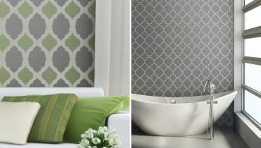 WNĘTRZA - WZORY. Zależnie od koloru, jaki wybierzemy, wzór będzie delikatny, dyskretny albo mocny, dominujący. Ścianę można okleić gotową tapetą z wzorem albo pomalować, używając szablonu.