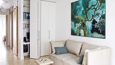 Mieszkanie na Saskiej Kępie - 49 m2; proj. pracownia architektoniczna Tatemono mieszkanie, nowoczesne mieszkanie, realizacja, małe mieszkanie