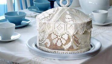 Osłonka w stylu retro. Zrobiony z drutu stelaż obszywamy kawałkami koronki przyciętymi do odpowiedniej wielkości. Uchwyt można zamaskować np. muliną, używając szydełka. Osłonka w stylu retro. Zrobiony z drutu stelaż obszywamy kawałkami koronki przyciętymi do odpowiedniej wielkości. Uchwyt można zamaskować np. muliną, używając szydełka.