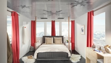 Wagonik kolejki linowej w Courchevel przerobiony na wygodny pokój. airbnb, hotel, kolejka linowa, wagonik, Courchevel, nocleg, ciekawe miejsca