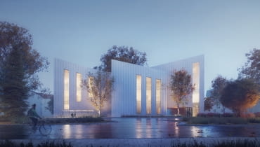 Nowy budynek Teatru im. Wandy Siemaszkowej w Rzeszowie. Proj. Plus3Architekci. Widok od Al. Cieplińskiego