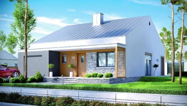 Projekt jest kolejnym dowodem na to, że można zaprojektować efektowny mały dom, używając ograniczonej palety środków formalnych. Na 88 m2 stworzono wygodną przestrzeń dla dwóch, a nawet trzech osób, która z pewnością przetrwa próbę czasu. Projekt jest kolejnym dowodem na to, że można zaprojektować efektowny mały dom, używając ograniczonej palety środków formalnych. Na 88 m2 stworzono wygodną przestrzeń dla dwóch, a nawet trzech osób, która z pewnością przetrwa próbę czasu.