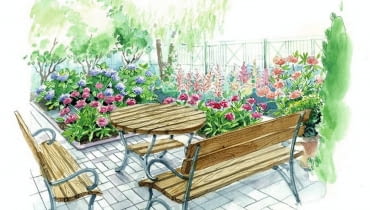 Projekt ogrodu z ukośną ścieżką