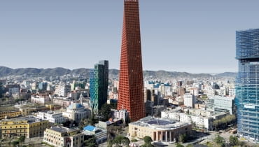 Barcelona Tower w Tiranie. Proj. Ricardo Bofill Taller de Arquitectura Barcelona Tower w Tiranie. Proj. Ricardo Bofill Taller de Arquitectura