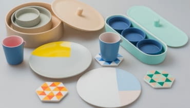 Gathering Party Ware - zestaw pastelowych naczyń. Proj. Chi and Chi Studio dla Saniyo naczynia, ceramika, pastele