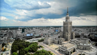 Pałac Kultury i Nauki, widok z biurowca Warszawskiego Centrum Finansowego Pałac Kultury i Nauki, widok z biurowca Warszawskiego Centrum Finansowego
