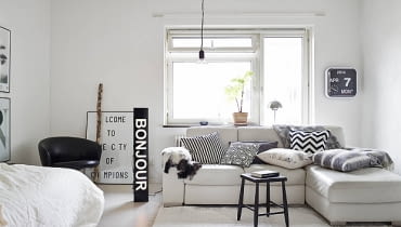 Mieszkanie w Goteborgu - 37 m kw. małe mieszkanie, mieszkanie w czerni i bieli, kawalerka, eleganckie mieszkanie