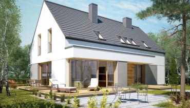 Dwukondygnacyjny dom ma wiele zalet: małą powierzchnię zabudowy (powierzchnia użytkowa jest na dwóch poziomach, dzięki czemu budynek zajmuje mniej miejsca na działce) oraz wyraźny podział na część dzienną i prywatną. Dodatkowy pokój uelastycznia ten program, może zarówno złagodzić, jak i wzmocnić taki podział.