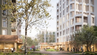 Postępu 2 - plac centralny. Proj. WWAA Postępu 2 - plac centralny. Proj. WWAA