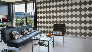 płytki ceramiczne, dekoracja salonu, ściany w salonie