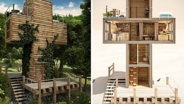 Dom w kształcie krzyża; proj. Dachi Papuashvili Dom w kształcie krzyża, kontrowersyjny budynek, dom krzyż, projekt domu