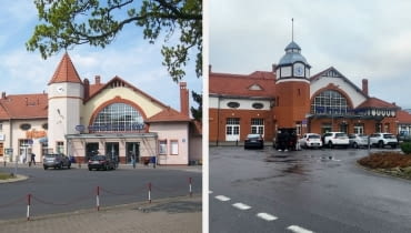 Dworzec kolejowy w Kołobrzgu przed i po remoncie. Dworzec kolejowy w Kołobrzgu przed i po remoncie.