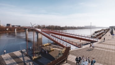 Nowy warszawski most pieszo-rowerowy przez Wisłę. Proj. Schuessler-Plan Inżynierzy Nowy warszawski most pieszo-rowerowy przez Wisłę. Proj. Schuessler-Plan Inżynierzy