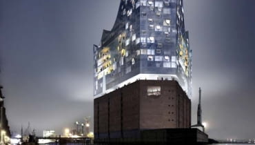 Filharmonia w Hamburgu (Hafencity) projekt Herzog de Meuron wizualizacja Elbphilharmonie Filharmonia w Hamburgu (Hafencity) projekt Herzog de Meuron
