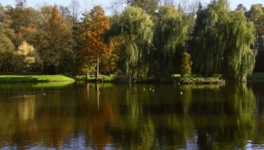 28.10.2003 KORNIK KOLO POZNANIA ZAMEK Z ARBORETUM PARK KORNICKIE KORNICKI JESIEN ZIELEN OGROD JEZIORKO WODA STAW ZBIORNIK WODNY OCZKO WODNE