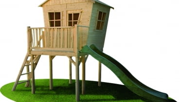 Drewniany domek "Bolek" ze zjeżdżalnią. Prezenty na dzień dziecka Drewniany domek "Bolek" ze zjeżdżalnią. Prezenty na dzień dziecka