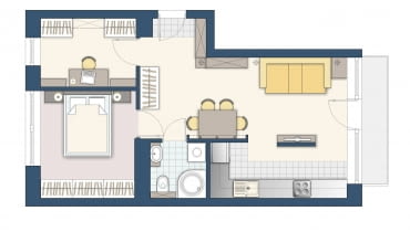 Plan mieszkania, 48 m kw. Plan mieszkania, 48 m kw.