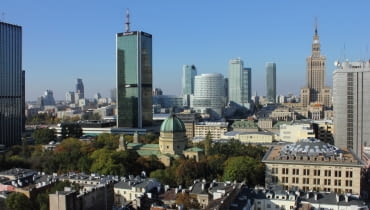 Panorama Warszawy Panorama Warszawy z budynkiem Cosmopolitan przy Twardej