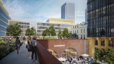Browary Warszawskie: Plac Dolny poniżej Ogrodu Centralnego Browary Warszawskie: Plac Dolny poniżej Ogrodu Centralnego