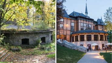 Dworek Gościnny w Szczawnicy. Z lewej - pozostałości starego obiektu. Z prawej - budynek po odbudowie. Dworek Gościnny w Szczawnicy. Z lewej - pozostałości starego obiektu. Z prawej - budynek po odbudowie.